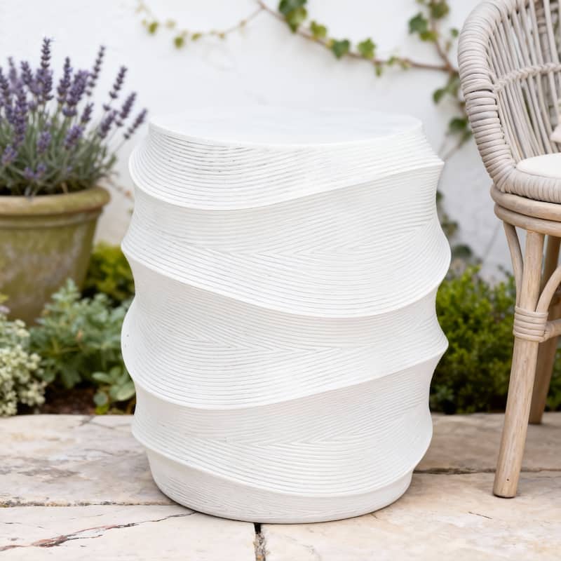 Christopher Knight Home - Esom Antique Artisan Outdoor Magnesium Oxide Side Table with Sculpted Silhouette Design - 14.96"L