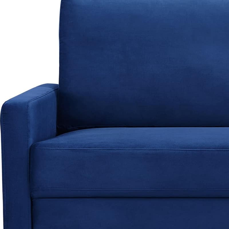 HomeRoots 69" Blue Velvet Sofa With Dark Brown Legs - 69