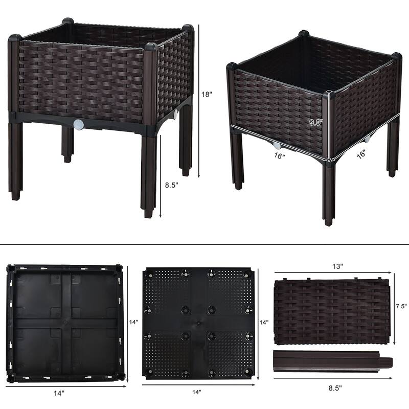 Elevated Plastic Raised Garden Bed Planter Kit for Grow 2 Set