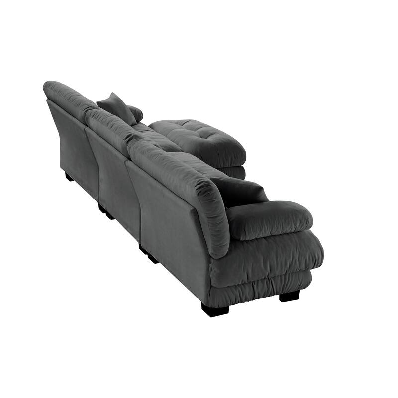 GDFStudio - Octavian Chenille 3-Seater Cloud Sofa with 1 Convertible Ottoman