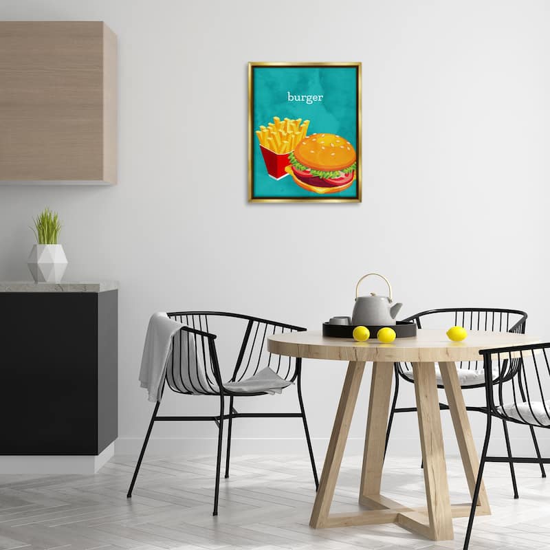 Stupell Satisfying Burger & Fries Framed Floater Canvas Wall Art Design By Kim Allen