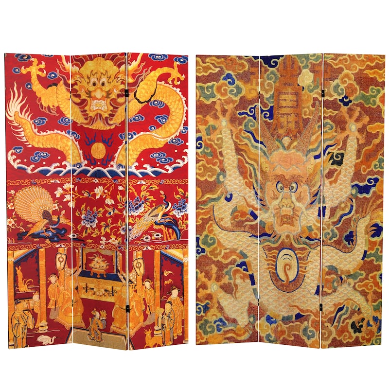 Handmade 6' Dragon of the Red Chamber Double Sided Room Divider