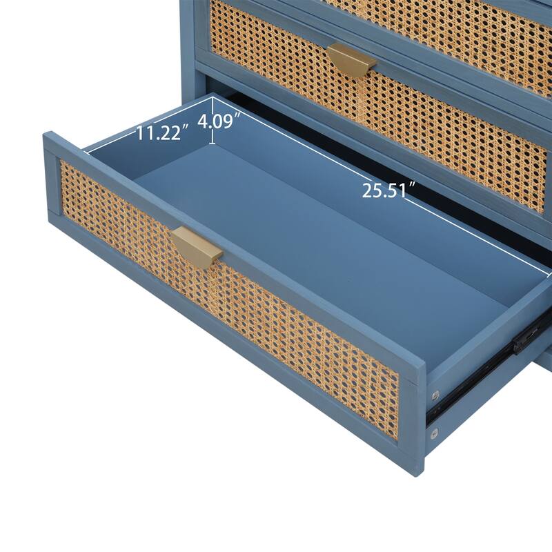 3 Drawer Natural Rattan Cabinet