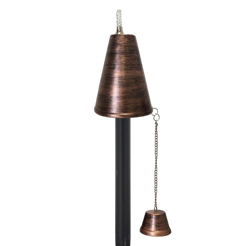 Large Hawaiian Cone Tiki Torch - Steel - Brushed Bronze - 1 Pack