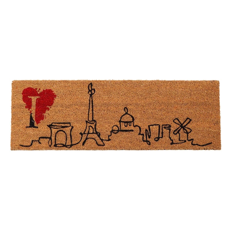 Paris City 30x10 Long Sheltered Front Door Mat Coco Natural - 30 L x 10 W x 5/8 H - Natural
