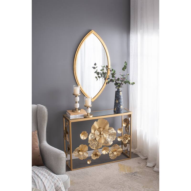 23.7x42.8" Decorative Wall Mirror with Thin Frame Contemporary Design for Living Room - Gold