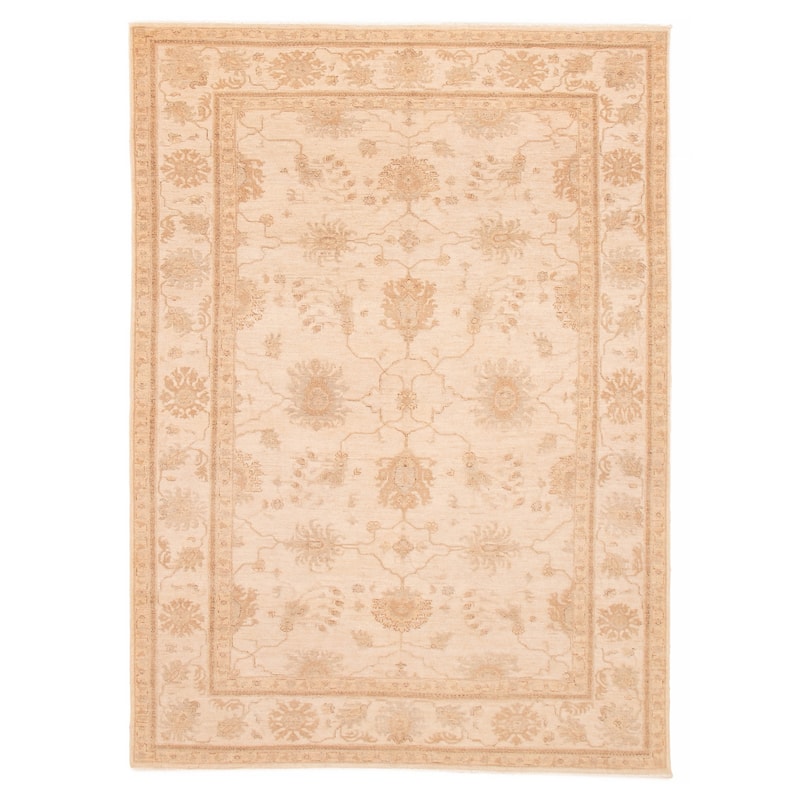 ECARPETGALLERY Hand-knotted Chobi Finest Ivory Wool Rug - 7'10 x 11'1 - Ivory - 7'10 x 11'1