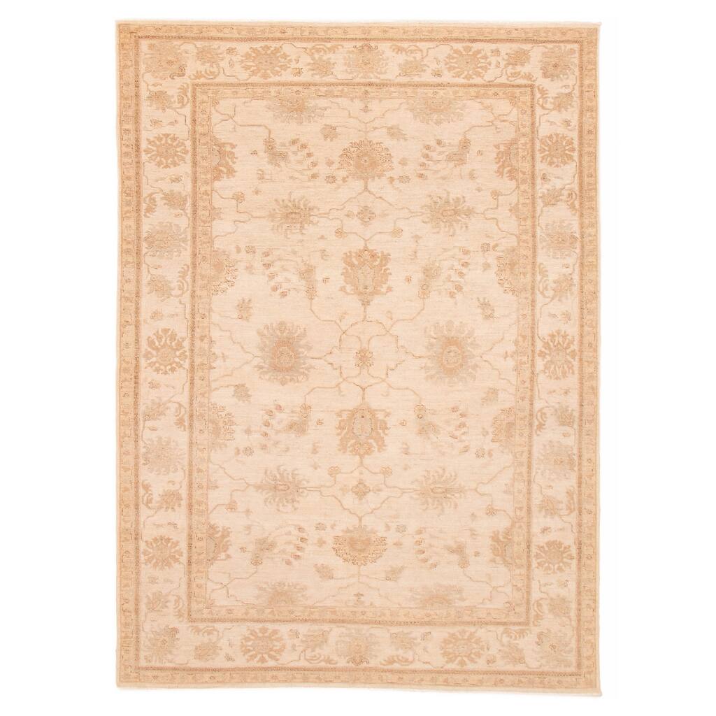 ECARPETGALLERY Hand-knotted Chobi Finest Ivory Wool Rug - 7'10 x 11'1