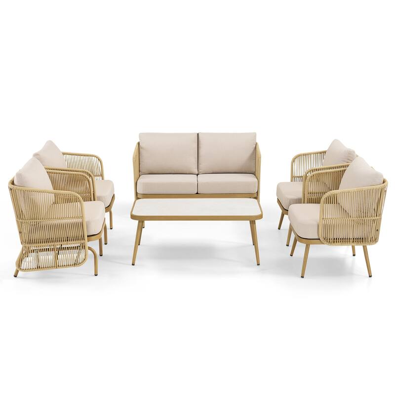 Pocassy Patio Sofa Glider Chair with Coffee Table