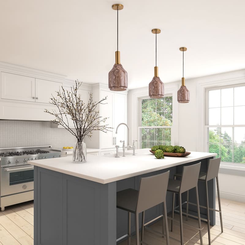 1-Light Spherical Shade with Tree Grain Element Design Pendant Lighting - 7.1"D×4.3"W×76.8"H(Adjustable)
