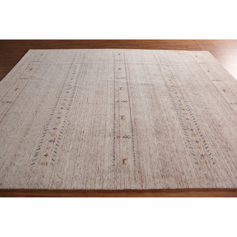 Hand Knotted Oriental 100% Wool Carpet Tribal Animal Pictorial Pink Gabbeh Area Rug - 11' 5'' X 8' 9''