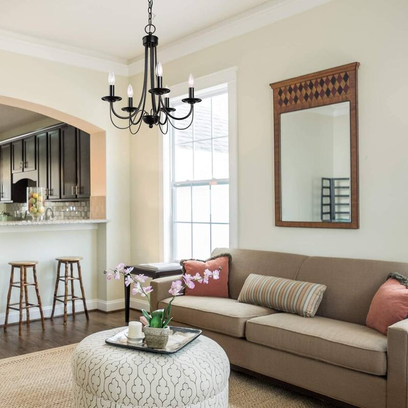 5 light 2 layer black chain candle chandelier