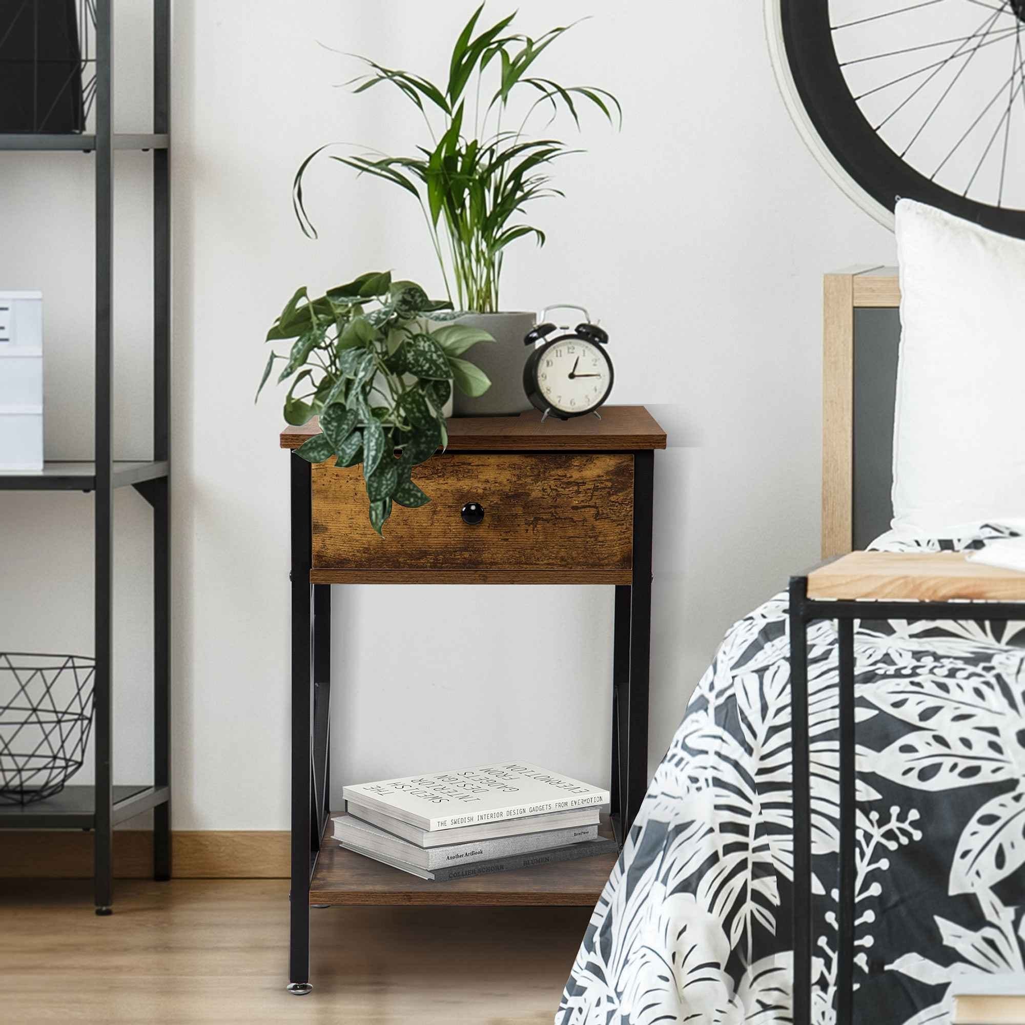 Industrial nightstand store set of 2