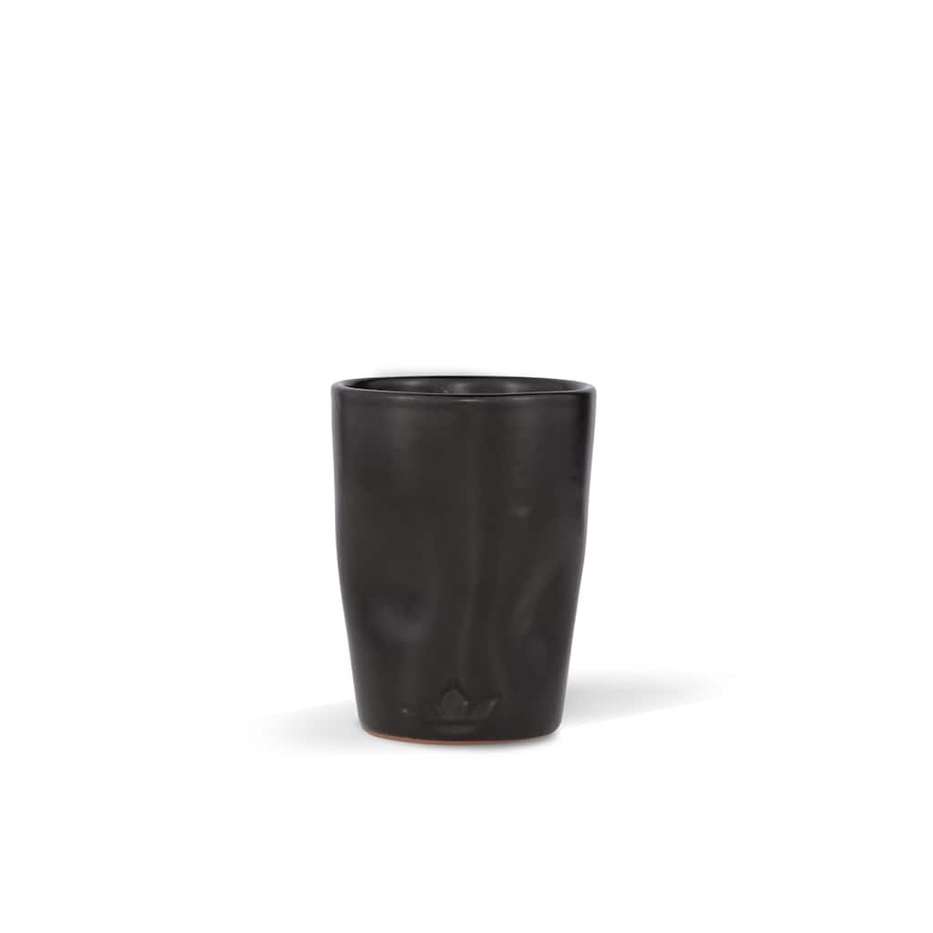 Dented Ceramic Mug Set of 4 Black Matt