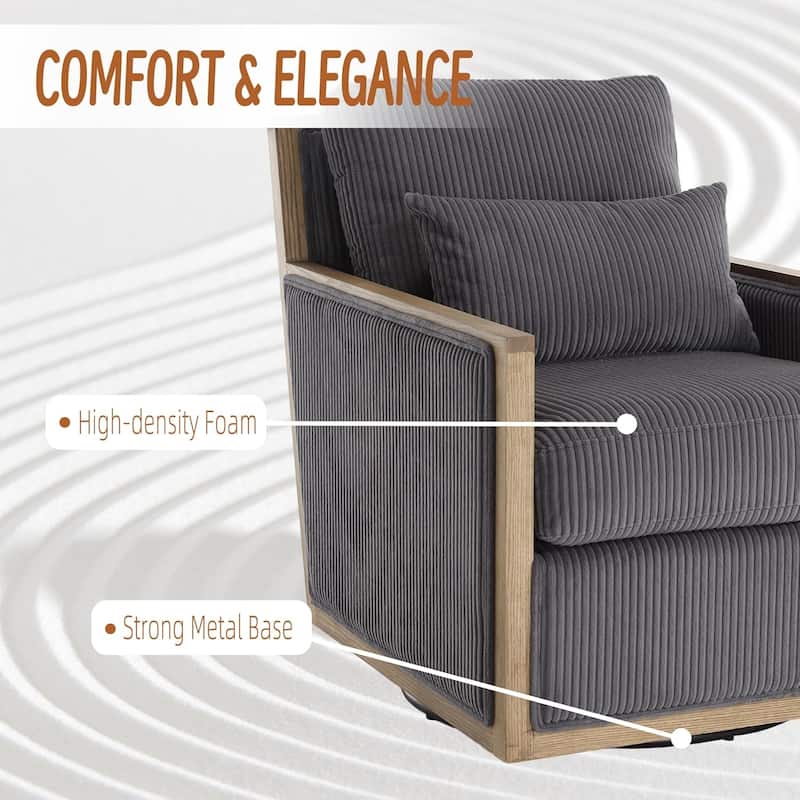 Roomfitters Corduroy Swivel Barrel Accent Chair, 360 Lounge Club Chair for Living Room, Bedroom or Office
