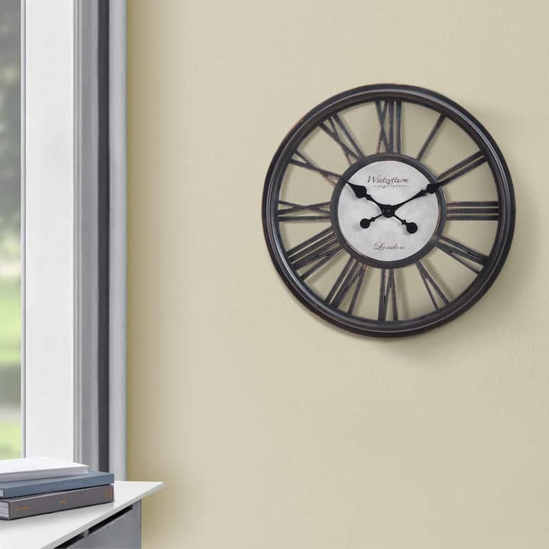 18" Round Wall Clock - Antique Black