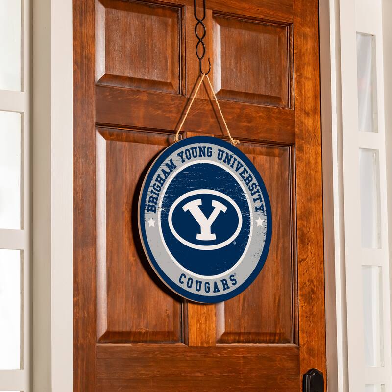 Brigham Young University Wooden Door Decor Wall Sign - Multi-Color - 18 x 18