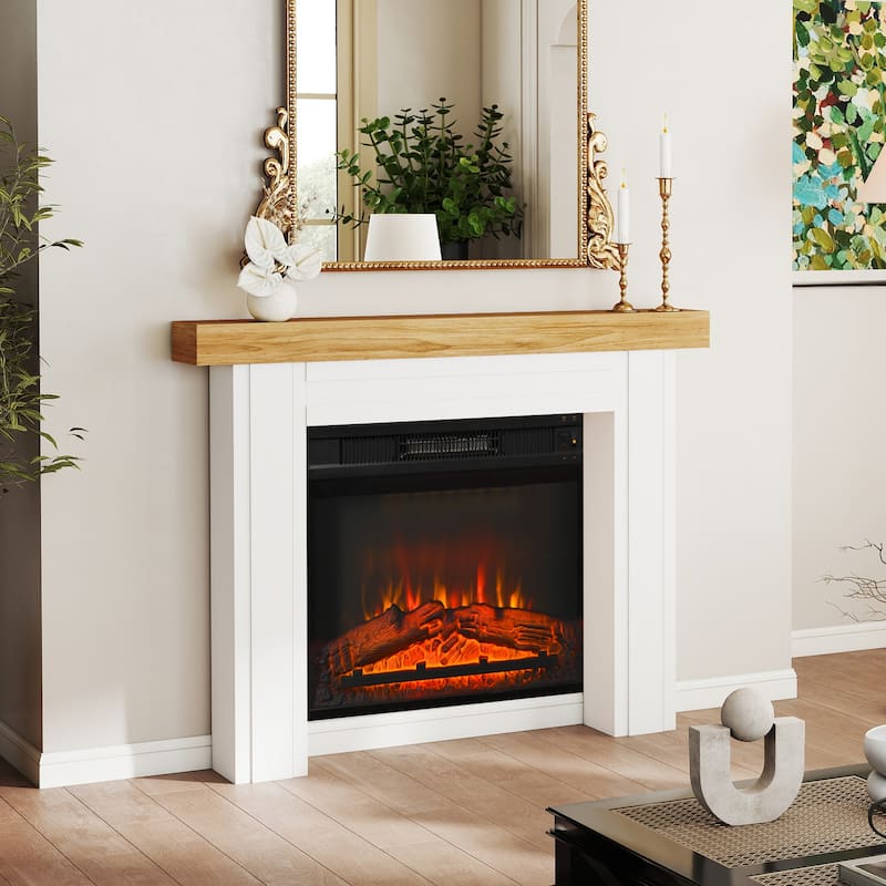 HOMCOM Modern Fireplace Mantel, Freestanding Fireplace Surround with Leg for Electric Fireplaces, 51.2" W x 40.6" H