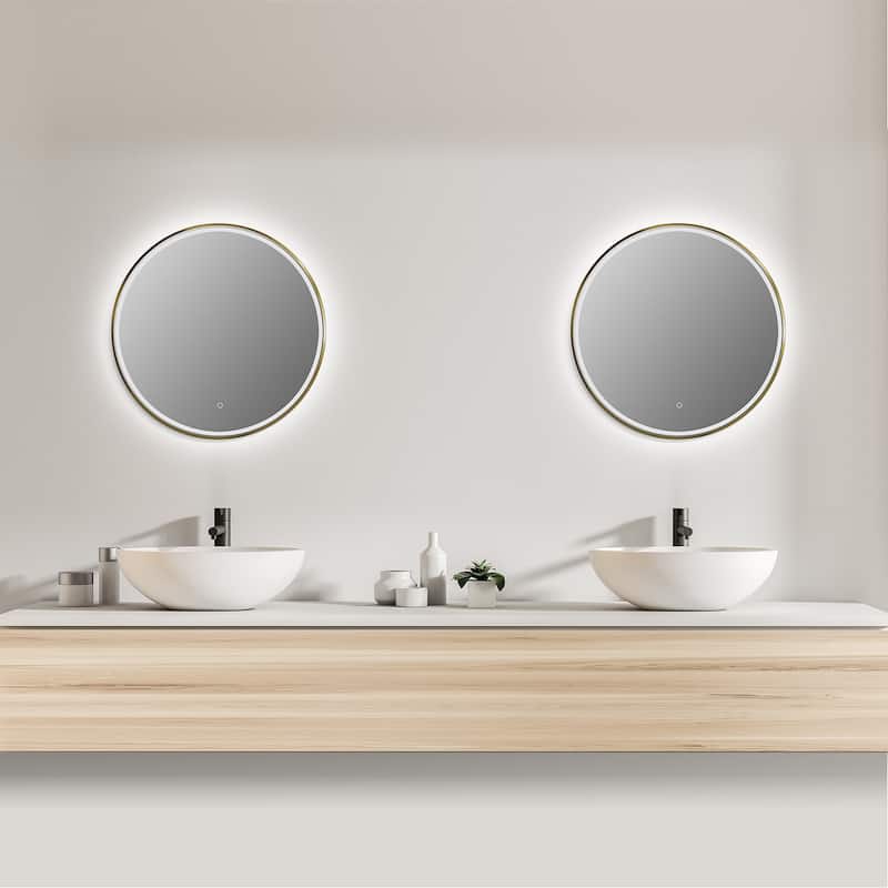 Altair Palme Round Framed Bathroom LED Lighted Wall Mirror