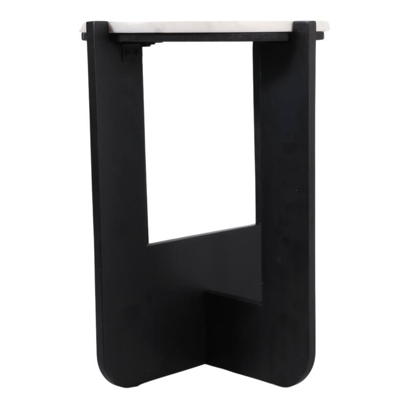 Marble Top Wood Criss-Cross Base End Table - White, 20 in. - 16" x 16" x 19.75"