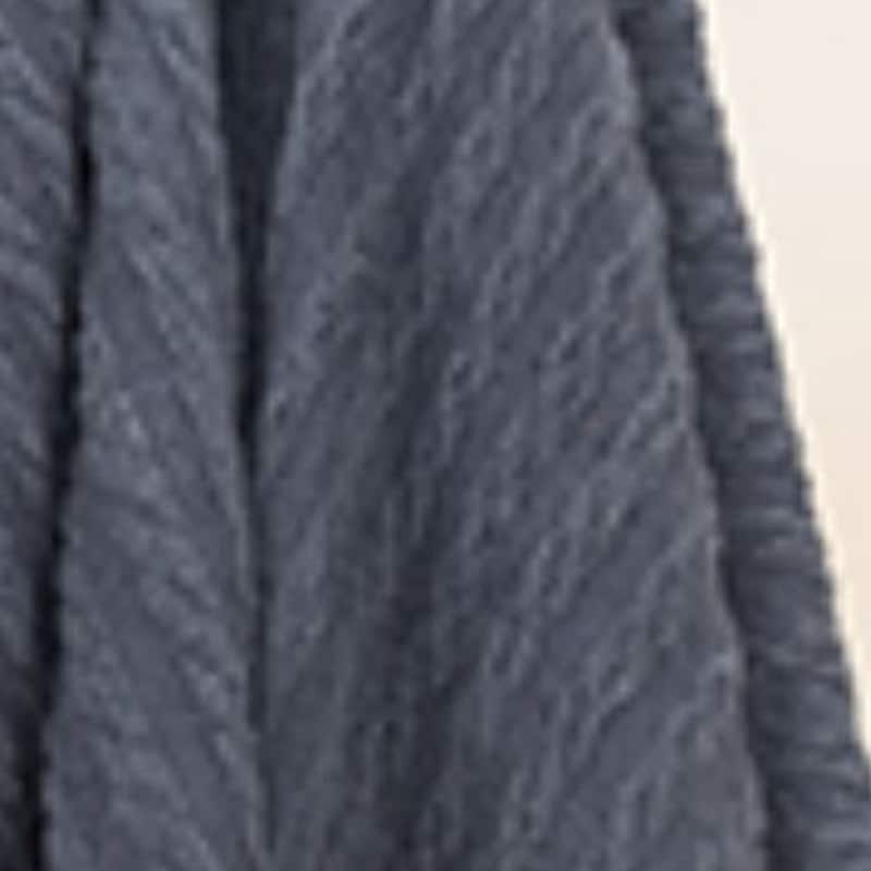 HomeRoots Blue Gray Knitted 100% Cotton Throw Blanket