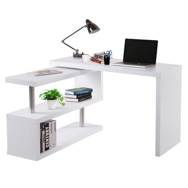 Executive Writing Desk Storage Black Desk L Shape Foldable Modern