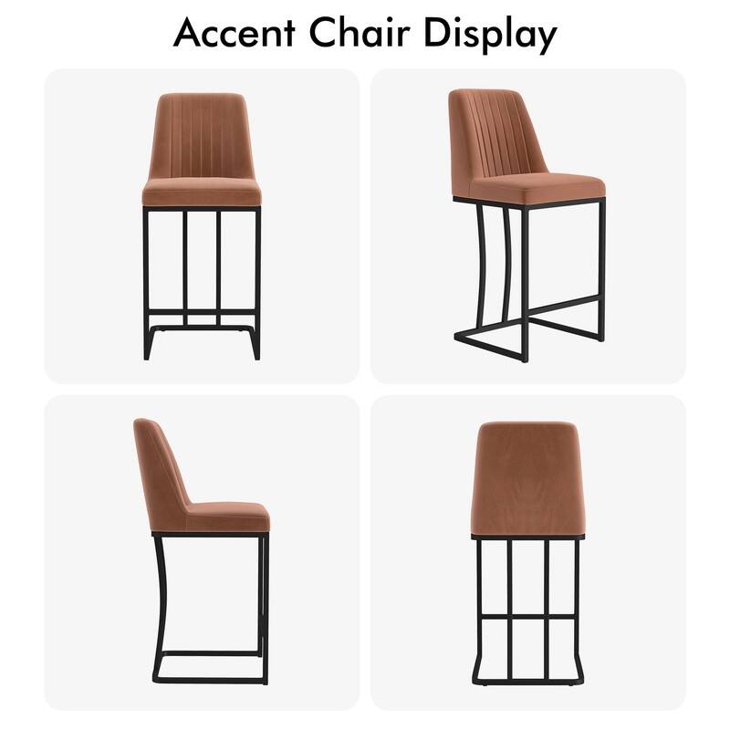 24.8 Inches Modern Cushion Counter Height Bar Stools with Metal Frame Set of 2