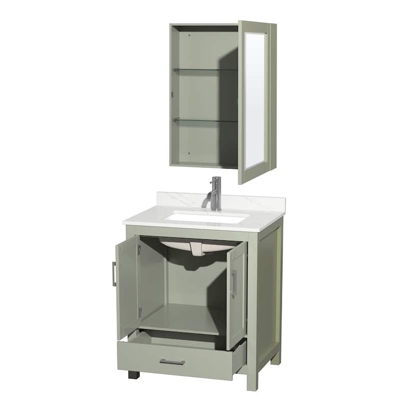 Wyndham Collection WCS141430S-QTZ-UNSMED Sheffield 30" Free Standing