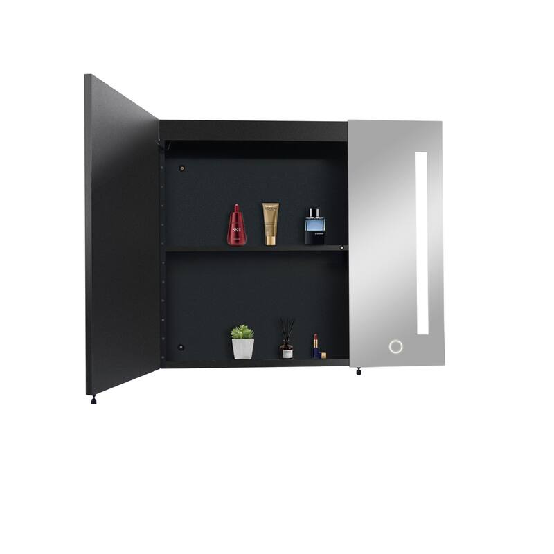 30X26 Inch Black Led Mirror Medicine Cabinet Surface