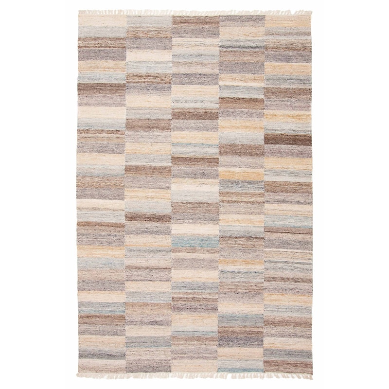 ECARPETGALLERY Flat-Weave Ankara FW Grey Wool Kilim - 5'1 x 8'0 - Grey - 5'1 x 8'0