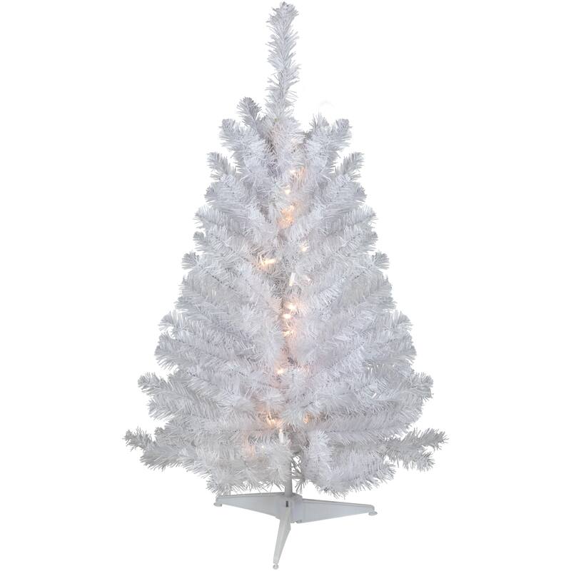 3' LED Snow White Medium Artificial Christmas Tree Clear Lights - 3 Foot