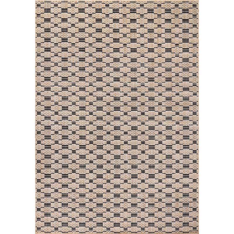 Bali Collection Links Cream and Black Indoor/Outdoor Area Rug
