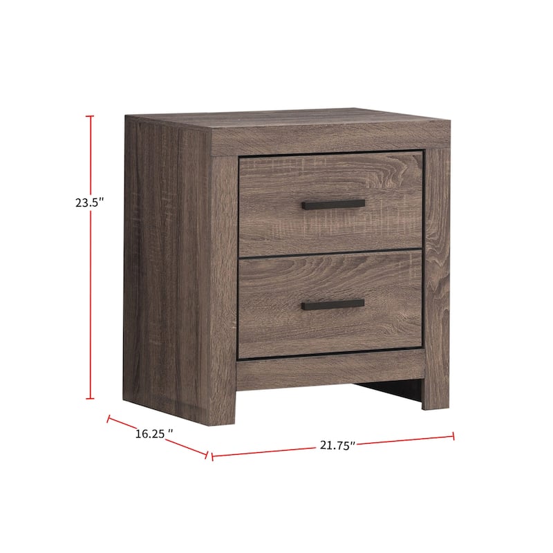2 Drawers Wooden Nightstand in Barrel Oak