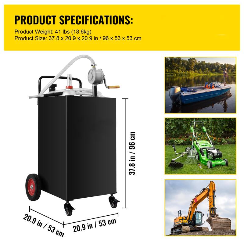 30 Gallon Fuel Caddy, Gas Storage Tank & 4 Wheels, with Manuel Transfer Pump, Gasoline Diesel Fuel Container - 30 Gallon