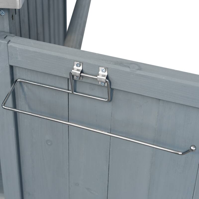 42.1" Outdoor Kitchen Island with Stainless Steel Top, Outdoor Grill Cart with Storage Cabinet and Adjustable Shelf