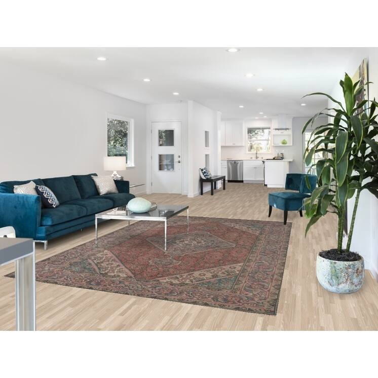 Distressed Tabriz Persian Antique Area Rug Handmade Wool Carpet - 6'9"x 9'7"