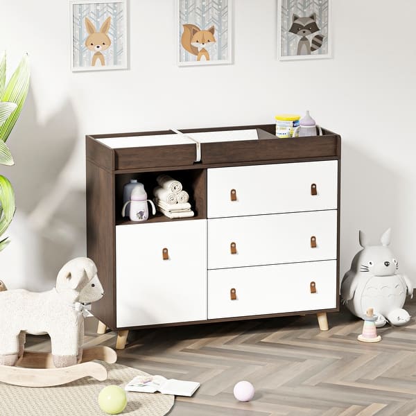 slide 2 of 9, Changing Tables for Infants Babies with Diaper Changing Pad Dresser White