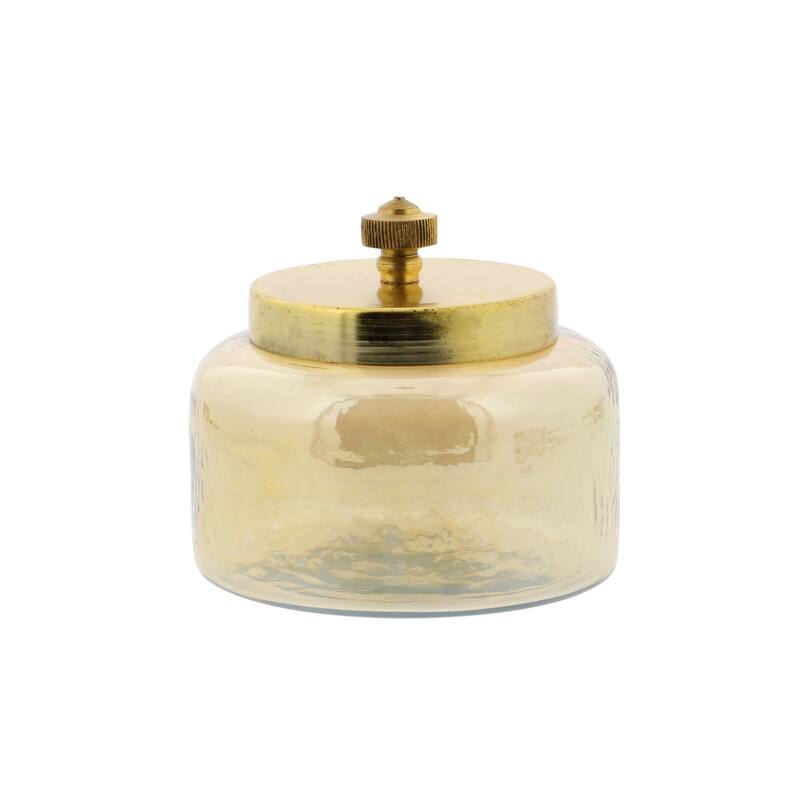 CosmoLiving by Cosmopolitan Gold Glass Living Room Decorative Jars with Metal Lids (Set of 2)