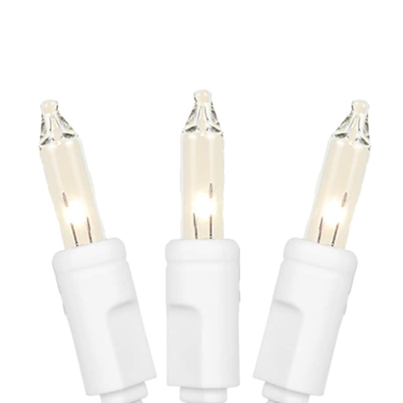 50 Light Christmas Mini Light Set, White Wire, 11' Long
