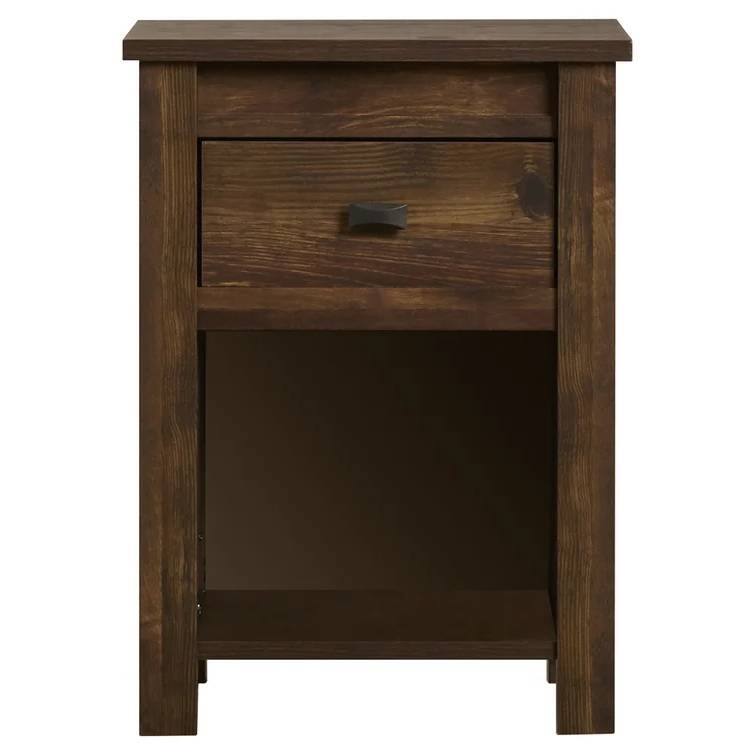 Farmhouse 1-Drawer Bedroom Nightstand with Open Shelf