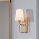 preview thumbnail 1 of 7, Chiry Mid-Century Modern Gold 1-Light Fabric Shade Bathroom Vanity Light - L 4.5"x W 6.5"x H 12"