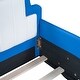 preview thumbnail 8 of 8, Twin Size Race Car-Shaped Bed with Wheels for Kids, PU Leather Wood Platform Bed w/Wood Slat Support, No Box Spring Needed Blue