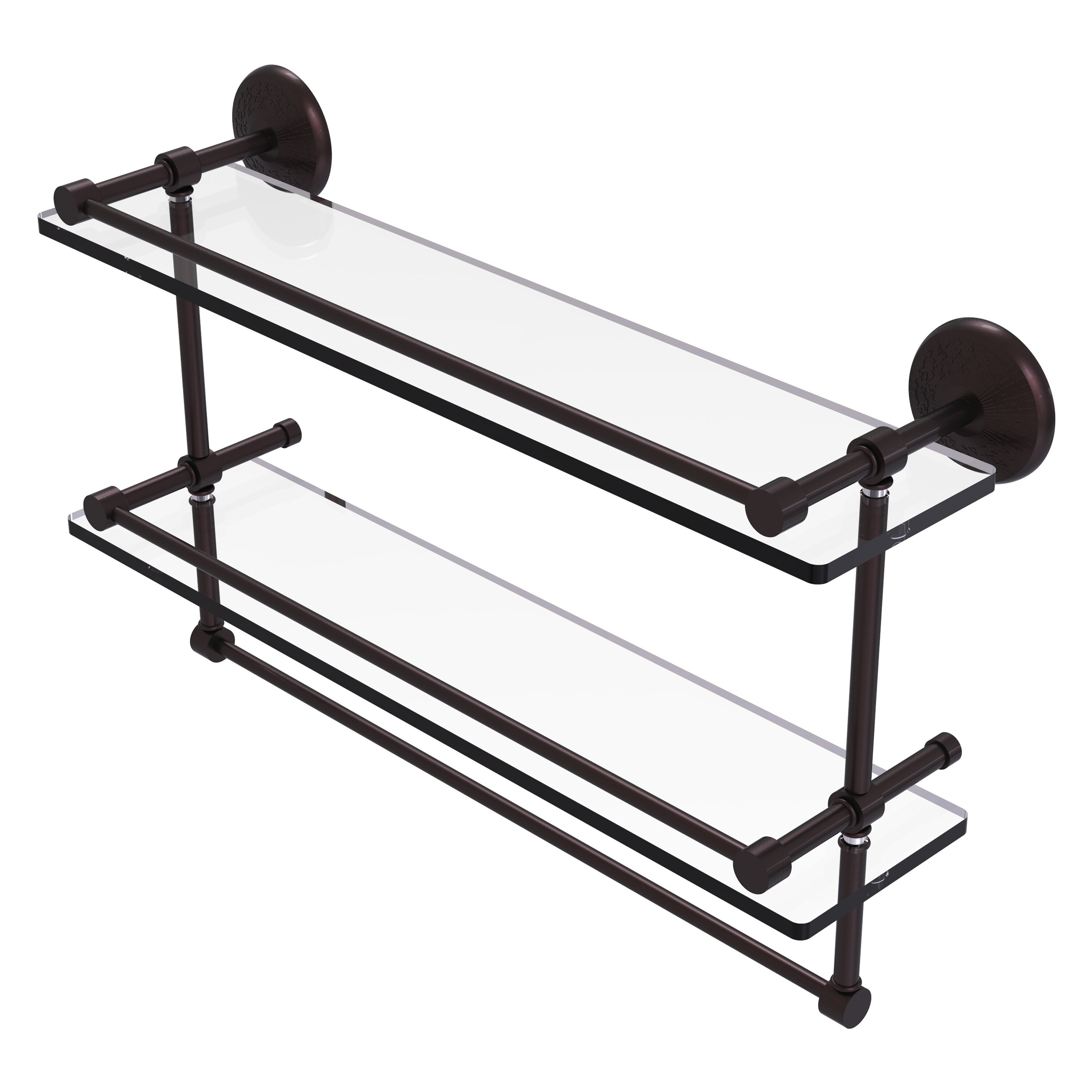 Allied Brass Monte Carlo Collection 16 Inch Gallery Double Glass Shelf with Towel Bar