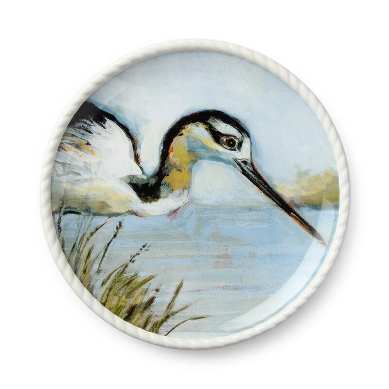 Certified International Coastal Birds 9" Salad/Dessert Plates, Set of 4 Assorted Designs - 9.00"L x 9.00"W x 1.00"H
