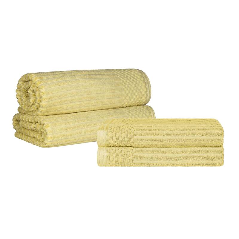 Superior Ribbed Cotton Absorbent Heavyweight Bath Sheet and Bath Towel Set