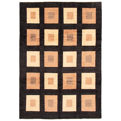 ECARPETGALLERY Hand-knotted Finest Peshawar Ziegler Black Wool Rug - 8'0 x 11'4