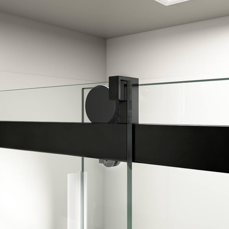 ABRUZZO 56-60" W x 76" H Frameless Soft-Closing Single Sliding Shower Door 1/4" (6mm) Explosion-Proof Tempered Glass