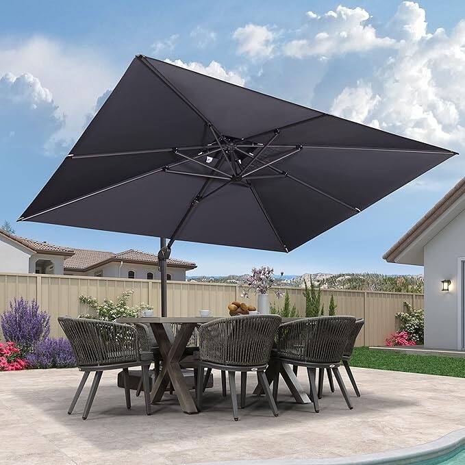 PURPLE LEAF Patio Cantilever Umbrella with 360 Degree Rotation