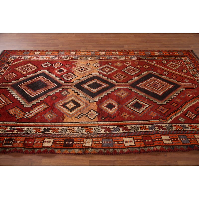 Hand Knotted Oriental 100% Wool Carpet Traditional Tribal Red Lori Area Rug - 8' 11'' X 5' 3''