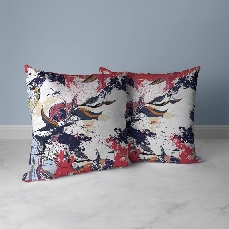Leaf Lurker Faux Suede Reversible Throw Pillow Blue and Pink